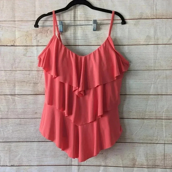 Magicsuit Size 14 Rita Tankini Swim Top Peach Triple Tiered Padded Bra Insert - Picture 2 of 12